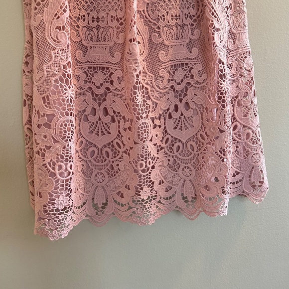 BHLDN Rosaline Dress Size Small Light Pink Lace Cutout Mini Lilac Occasion - Picture 7 of 11
